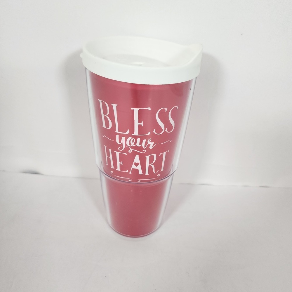 Tervis 24 oz Bless Your Heart Pink Insulated Tumbler Cup w Lid USA